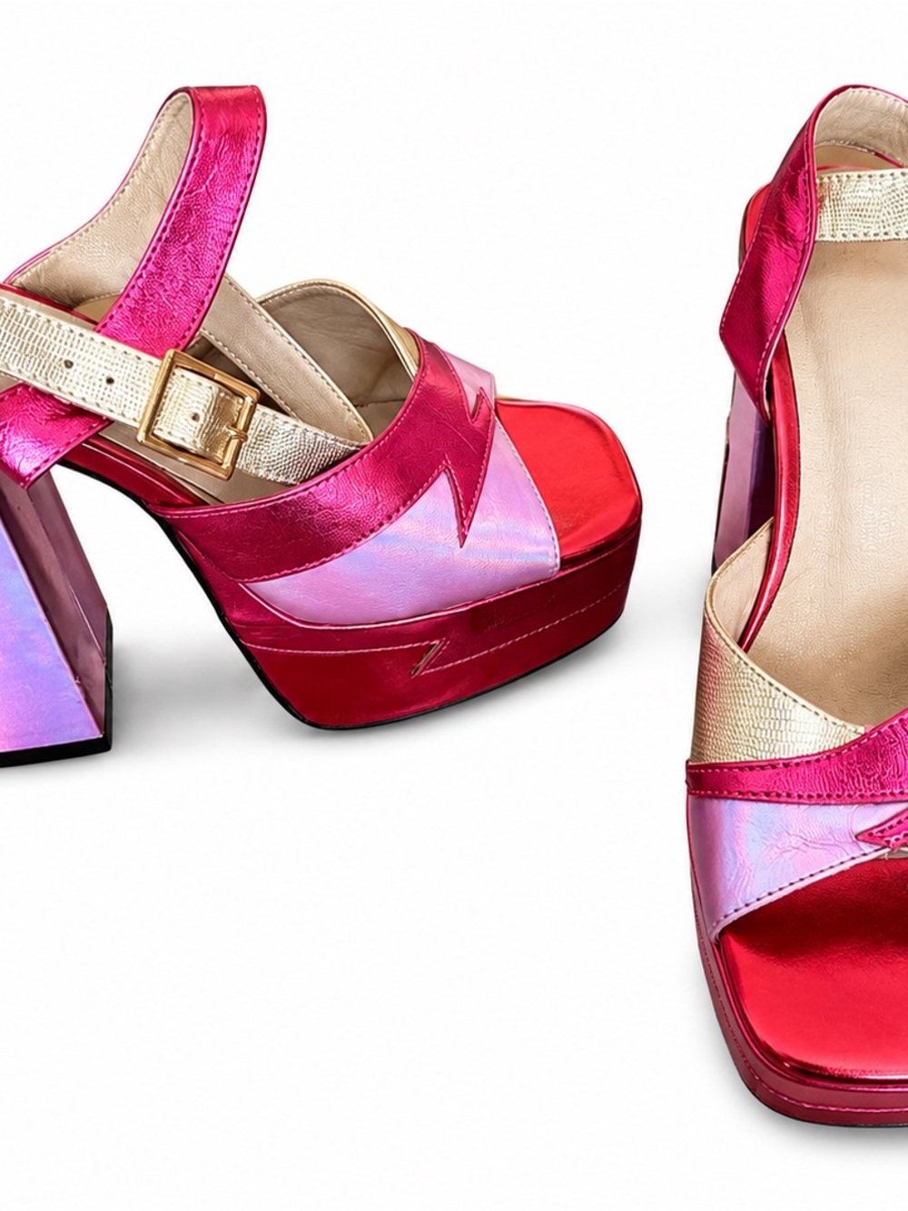 Nasty Gal Metallic Pink and Gold Platform Heels - Picture 5 of 10